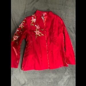 Red Floral Embroidered Jacket